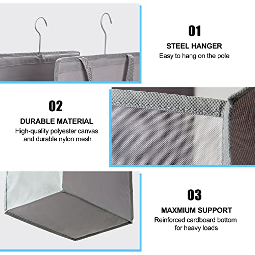 Fentec Hanging Laundry Hamper, Hanging Laundry Basket, Slim Laundry Hamper Bag with Handles, Portable Hanging Closet Hamper, Mesh Heavy Duty Hanging Laundry Bag Grey 2 Pack - color: Grey, size: 2 Pack-One section