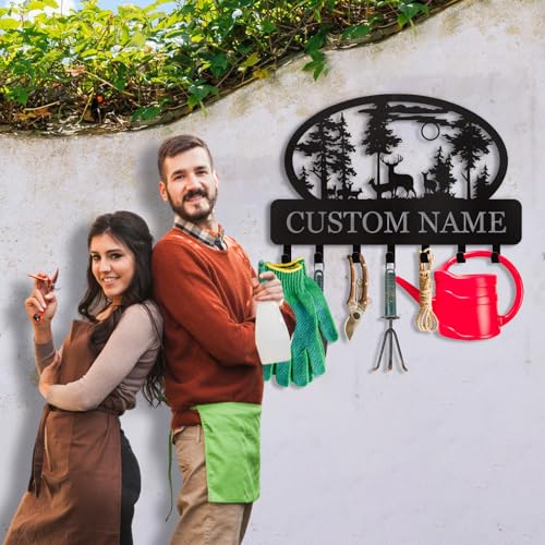 Dyoart Personalized Key Holder for Wall, Custom Metal Deer Cabin Key Hooks with Name, Metal Key Holder Hooks Organizer Rack, Key Hanger Decor for Kitchen, Entryway, Hallway, Office, Doorway - color: 07 Deer