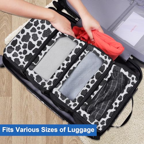 Olosar Suitcase Organizer, Travel Luggage Organizer Portable Hanging Travel Shelves Collapsible Hanging Packing Cubes for Carry on Suitcase - color: Cow Pattern-S, size: Small