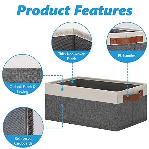 GhvyenntteS Small Fabric Storage Bins with Handles 6 Pack, 11.8" x 7.87" x 5.11" Storage Baskets for Shelves, Baskets for Organizing Clothes Underwear Socks Hats DVDs (Grey/White) - color: Grey&White, size: Small-11.8"x 7.87"x 5.11"-6pcs