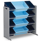 Delta Children Kids Toy Storage Organizer with 12 Plastic Bins - Greenguard Gold Certified, Grey/Blue - color: Grey/Blue