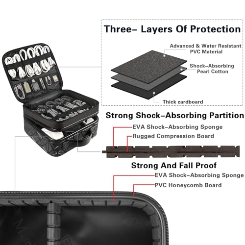 MATEIN Cord Organizer Case with Adjustable Divider, DJ Cable File Bag for DJ Gear, Sound Instrument and Music Equipment Accessories, Shockproof Portable Double Layer Cord Bags, Black - color: Black, size: Large