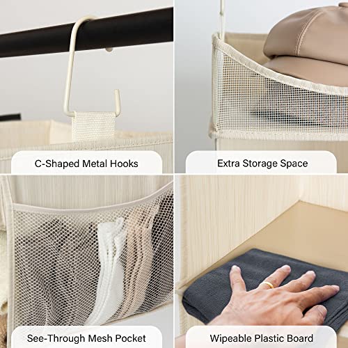 StorageWorks 3-Shelf Hanging Closet Organizer, Adjustable Hanging Closet Organizers and Storage, 12 ¾”W x 12 ¾”D x 32”H, White & Ivory - color: Ivory White, size: 12 ¾”W x 12 ¾”D x 32”H