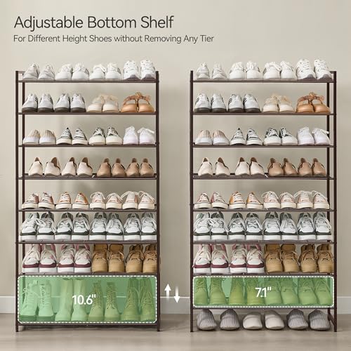 Nunsino Shoe Rack for Closet, Metal Shoe Organizer, 8 Tier Garage Shoe Rack Max Holds 40 Pairs,Shoe Storage Shelf,Entryway, Bronze - color: Bronze, size: 8 Tier