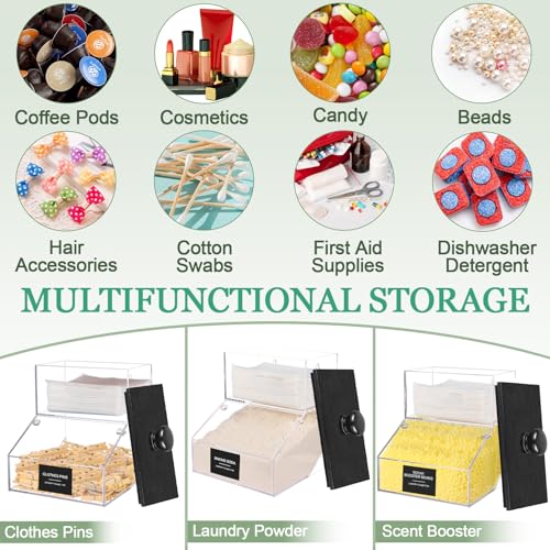 2 in 1 Dryer Sheet Holder & Laundry Pods Container, Laundry Detergent Organizer Container with Lid, Acrylic Laundry Room Organization Storage Containers with Labels, Dishwasher Pod Holder - color: Black - New 1