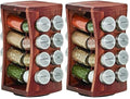 Kamenstein 16 Jar Hourglass Revolving Countertop Spice Rack with Spices Included, FREE Spice Refills for 5 years, Acacia with Stainless Steel Caps,Brown (Pack of 2) - size: 16-Jar (Pack of 2), style: Hourglass