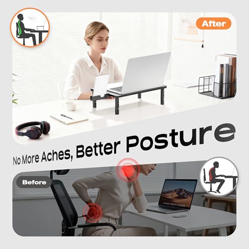 Computer Monitor Stand Riser for Desk, 3 Height Adjustable PC Laptop TV Desktop Monitor Stand Shelf, Metal Printer Table with Phone Holder, Stand Riser for Desk, Office Desk Organizers and Accessories, 2 Pack - color: Basic, size: 2 Pack