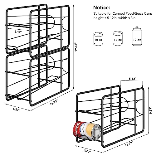 MOOACE Can Organizer for for Pantry, Stackable Soda Can Dispenser Canned Food Storage, Kitchen Cabinet Fridge Beverage Cans Holder, 4 Pack, Black - color: Black