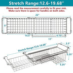 Over The Kitchen Sink Caddy Sponge Holder Organizer Drying Rack Expandable for Sponge Brush Soap Dish Cloth Rag 14.5" to 22", Stainless Steel - size: 14.5" to 22"