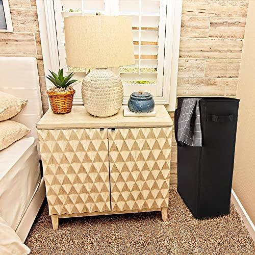 Odonata Slim Laundry Hamper Handles Collapsible Laundry Basket Thin Dirty Clothes Basket Narrow Laundry Bag Foldable Dirty Hamper 45L (Black) - color: Black