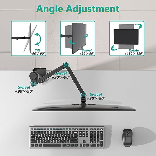 WALI Single Monitor Mount, Single Monitor Arm Desk Mount,Desk Monitors Stand, Holds Screen Up to 32inch, 22lbs, Adjustable Mount with C-CLAMP Designed for Home Office Application(M001), Black - size: Single, style: C-Clamp