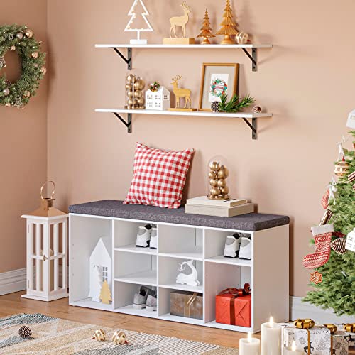 DINZI LVJ Long Wall Shelves, 31.5 x 7.9 x 6.1 Inches, Set of 2 White Floating Shelves, Easy-to-Install, Large Storage Ledges with Sturdy Metal Brackets for Living Room, Bathroom, Bedroom, Kitchen - color: White, size: 31.5 Inch
