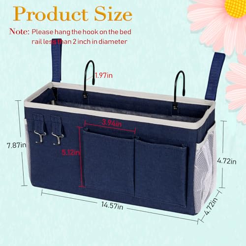 Bedside Storage Caddy/Bedside Hanging Storage Bag for Headboards Bunk Beds Dorm Rooms Book Phone Magazine Holder (Navy Blue) - color: Navy Blue