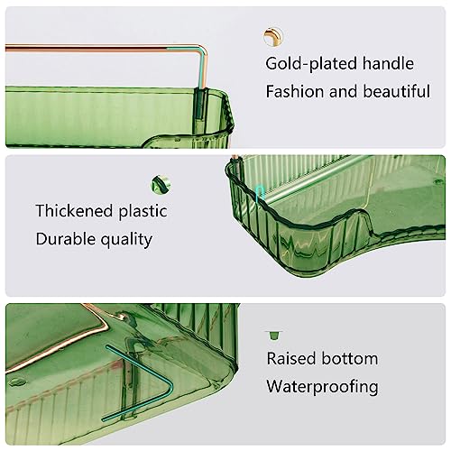 YCIA&DONE Corner Bathroom Counter Organizer, Makeup Organizer for Vanity, Skincare Cosmetic Perfume Tray, Corner Countertop Shelf Rack Storage for Bathroom Kitchen 2 Tiers (Vintage Green) - color: Green, size: 2-Tier