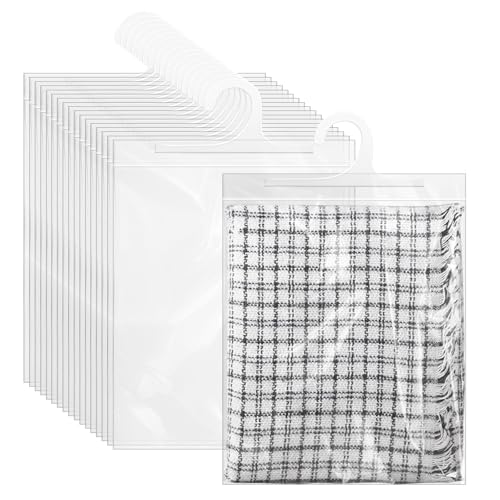 24 Pcs Hanging Storage Bags, Reusable Clear Hanging Bags, Hook Hanging Bags for Classroom, Library, Pharmacy, Armoire, Bathroom(10'' x 12.5'')