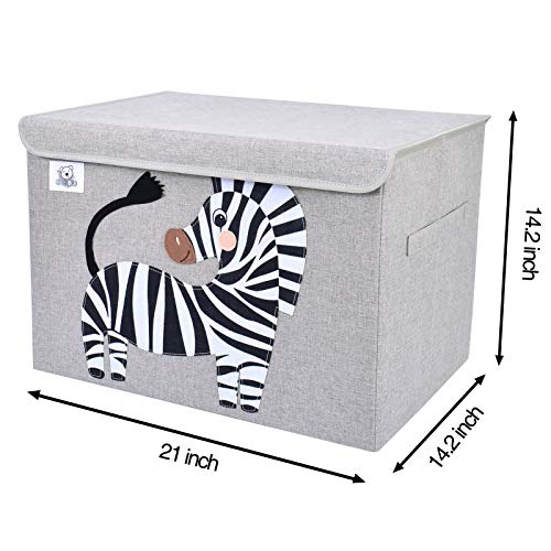 CLCROBD Foldable Large Kids Toy Chest with Flip-Top Lid, Collapsible Fabric Animal Toy Storage Organizer/Bin/Box/Basket/Trunk for Toddler, Children and Baby Nursery (Zebra) - color: Zebra