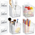 4 Pack Acrylic Wall Mount Organizer, Adhesive Cabinet Door Storage Bins, Clear Makeup Containers, Stackable Organizer Basket for Kitchen, Bathroom, Cabinet, Pantry, Office