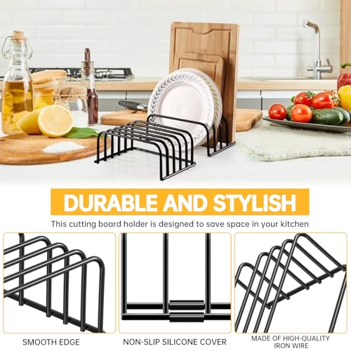 Kitchen Cutting Board Organizer Rack, 5-Slot Storage Holder for Boards, Bakeware, Cookie Sheets (1pc Black) - color: 1pc Black