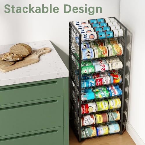 JKsmart 2-Tier Stackable Rack Organizer for Pantry, Adjustable Dispenser Holds Up to 88 Cans, Storage Holder for Various Ounces of Canned Drinks, Black, 3 Pack - size: 2 Tier - 3Pack