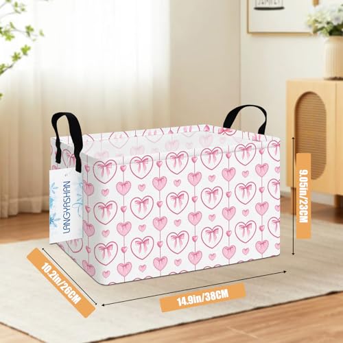 LANGYASHAN Rectangular Storage Bin Collapse Canvas Fabric Cartoon Storage Basket with Handles for Organizing Home Kitchen Boys and Girls Toys Office Closet Shelf Baskets (Rec Pearl Heart) - color: Rec Pearl Heart