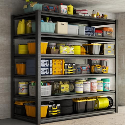 Heavy Duty Garage Shelving, 6-Tier Metal Storage Shelves, 3600LBS, 82" H Adjustable Industrial Rack, Steel Utility Shelf Unit for Warehouse, Garage, Basement, Kitchen, 45" W x 20" D x 82" H - size: 45"W x 20"D x 82"H