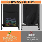 Furnulem Laundry Hamper, Vertical Laundry Basket with 2 Tiers Wooden Shelf and Hooks, Clothes Hamper with Pull-Out and Removable Bag for Bathroom, Bedroom, Dorm, 13.21 Gallons (50L) - size: 1-Bag Laundry Hamper