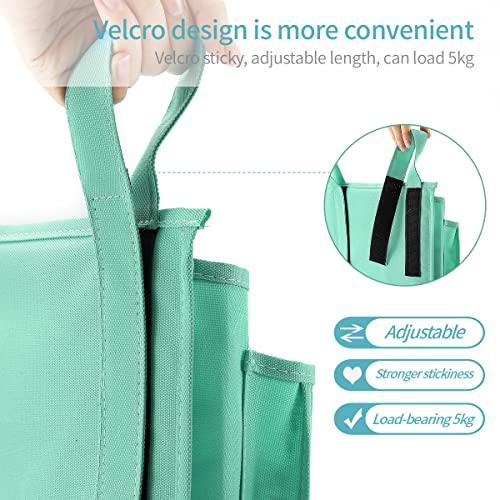 Bseash Bunk Bed Organizer, Bedside Caddy Hanging Bed Organizer Storage Bag 8 Pockets, for College Dorm Rooms Bed, Hospital Bed, Baby Bed Rails, 600D Oxford Cloth (Light Green) - color: Light Green, size: Large