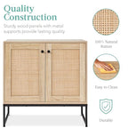 Best Choice Products 2-Door Rattan Storage Cabinet, Accent Furniture, Multifunctional Cupboard for Living Room, Hallway, Kitchen, Sideboard, Buffet Table w/Non-Scratch Foot Pads - Natural - color: Rattan, Natural