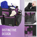 SCAVATA Compact Wearable Cleaning Caddy, Small Cleaning Caddy Supplies Organizer with Handle & Shoulder Straps for Housekeepers, Under Sink & Car Cleaning Tool Organizers Bag (RoyalPurple) - color: RoyalPurple