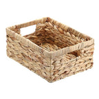 Wicker Basket for Shelf Water Hyacinth Storage Baskets with Built-in Handles Handwoven Natural Basket Bin for Bathroom Kitchen Home Decor,12 x 9 x 5 inches - size: 12"L x 9"W x 5"H