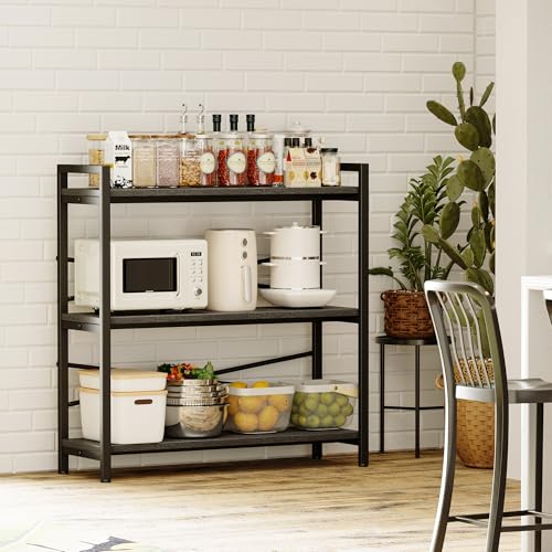 Book Shelf, 3 Tier Bookshelf 31.49" Width, Book Shelf Storage and Organization, Wooden and Metal Industrial Bookcase, Large Book Shelves for Home Living Room Bedroom Office Storage(Grey) - color: Grey, size: 3 Tier - 31.5" W