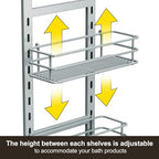 Orimade Adjustable Anti-slip Shower Caddy Overhead, Rustproof Hanging Shower Organizer With 2 Razor Hooks - No Drilling, 3-Tier Shelves, Silver Grey - color: Silver Grey