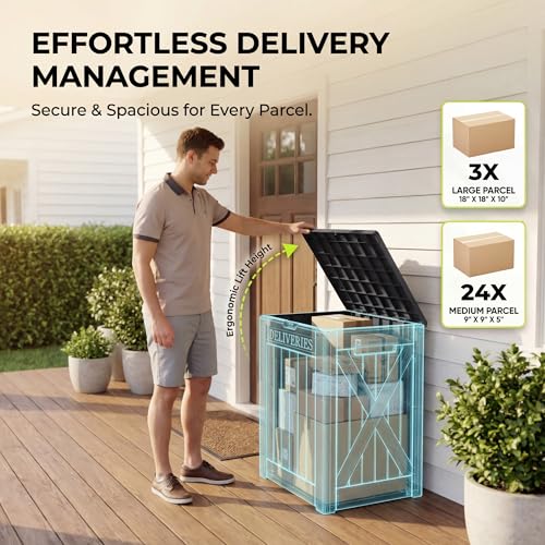 Greesum 52 Gallon Extra Large Deck Box with Lock, Heavy-Duty Resin Outdoor Storage Container, Waterproof Lockable Chest for Patio Furniture, Garden Tools, Pool Equipment, Dark Black - color: Dark Black, size: 52 Gallon