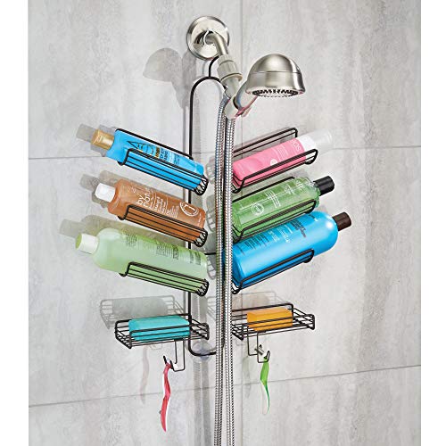 iDesign Verona Metal Hanging Bathroom Caddy for Handheld Shower Hose, Extra Space for Shampoo, Conditioner, Soap, Razors, Loofahs, Towels, 25" x 14" x 4", Bronze - color: Bronze