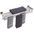 KOKOSIRI Towel Shelf with Double Towel Bars 32 Inches Bathroom Towel Rack Bath Towel Holder Wall Mounted Stainless Steel, Brushed Nickel, B6005BR-L32 - color: Brushed Steel, size: 32 Inch