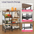 SWTYMIKI Kitchen Island Cart on Wheels - 28.35x14.57in Rolling Kitchen Table Cart with Storage Shelves, 6 Removable Hooks& Locking Casters, Coffee Bar Cabinet for Dining Room Pantry Office, Espresso - size: 28x14.57in, style: Espresso