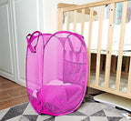 Larpur 2Pack Foldable Popup Laundry Basket, Collapsible Portable Mesh Clothes Washing Laundry Hamper with Reinforced Carry Handles (Pink) - color: 2*Pink
