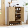Shoe Cabinet, 5 Tier Wooden Shoe Storage Organizer Cabinet with Adjustable Shelves, Shoes Rack Accent Cabinet for Entryway Hallway Living Room, Natural - color: Natural