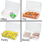 ZEXALOR Clear Plastic Storage Bin with Lid, Organizer for Pantry, Office, Bathroom, Kitchen, Snack, Tea Bag, Coffee Container (Small) - size: Small