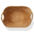 Casafield Large Laundry Boat Basket with Handles - Natural, Woven Water Hyacinth Multipurpose Storage Organizer for Throw Blankets, Bathroom, Bedroom, Living Room