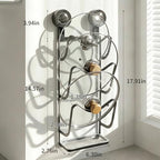 Pot Lid Organizer with Suction Cup and Drip Tray, 3 Tier Carbon Steel Kitchen Pot Lid Holder for Wall, Space Saving Lid Storage Rack for Pots and Pans