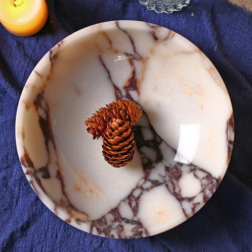 Luxury decorative marble bowl for home decoration for decoration,Key bowl for entryway table, Catchall for coins, change candy, organizer marble tray. - color: Round-Calacatta Viola