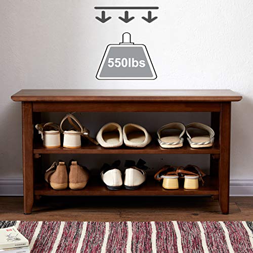 XKZG Storage Bench Wooden Shoe Rack Bench Rustic Solid Wood Entryway Bench (Brown,23.6") - color: Brown, size: 23.6"W x 11.8"D x 16.5"H
