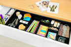 CAXXA 3 Slot Drawer Organizer with 4 Adjustable Dividers - Junk Drawer Storage for Office Desk Supplies and Accessories, Black (1 Pack)