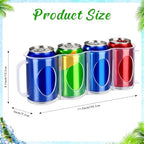 Novabright 6 Pack Portable Soda Can Organizer 11 x 4.2 x 2.2" Beer Cans Holder with Handle 4-slot Plastic Soda Can Holder Dispenser Fridge Storage Sliding Rack for Refrigerator Shelf Kitchen Pantry