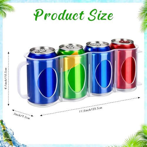 Novabright 6 Pack Portable Soda Can Organizer 11 x 4.2 x 2.2" Beer Cans Holder with Handle 4-slot Plastic Soda Can Holder Dispenser Fridge Storage Sliding Rack for Refrigerator Shelf Kitchen Pantry