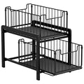 NPPLUS 2-Tier Under Sink Organzier: Iron Under Sink Cabinet Organizers With Sliding Drawer - Pull Out Home Storage For Bathroom Kitchen Desktop (Black)