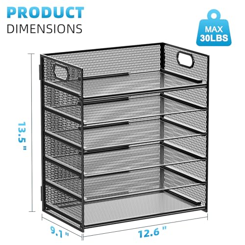 Marbrasse 6 Tier Paper Organizer Letter Tray - Mesh Desk File Organizer with Handle, Paper Sorter Organizer for Letter/A4 Office File Folder Holder - Black - color: 6 Tier - Black