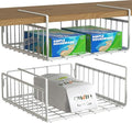 Simple Houseware Under Shelf Basket, White – 2-Pack Space-Saving Storage Organizer for Kitchen, Pantry, Closet, Office – Wire Metal Shelf Organizer, No Tools Required - size: 2 Pack