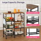 SWTYMIKI Kitchen Island Cart on Wheels - 4 Tier Rolling Kitchen Table Cart with Storage Shelves, 6 Removable Hooks& Locking Casters, Coffee Bar Cabinet for Dining Room Pantry Office, Espresso - size: 28x11.81in, style: Espresso